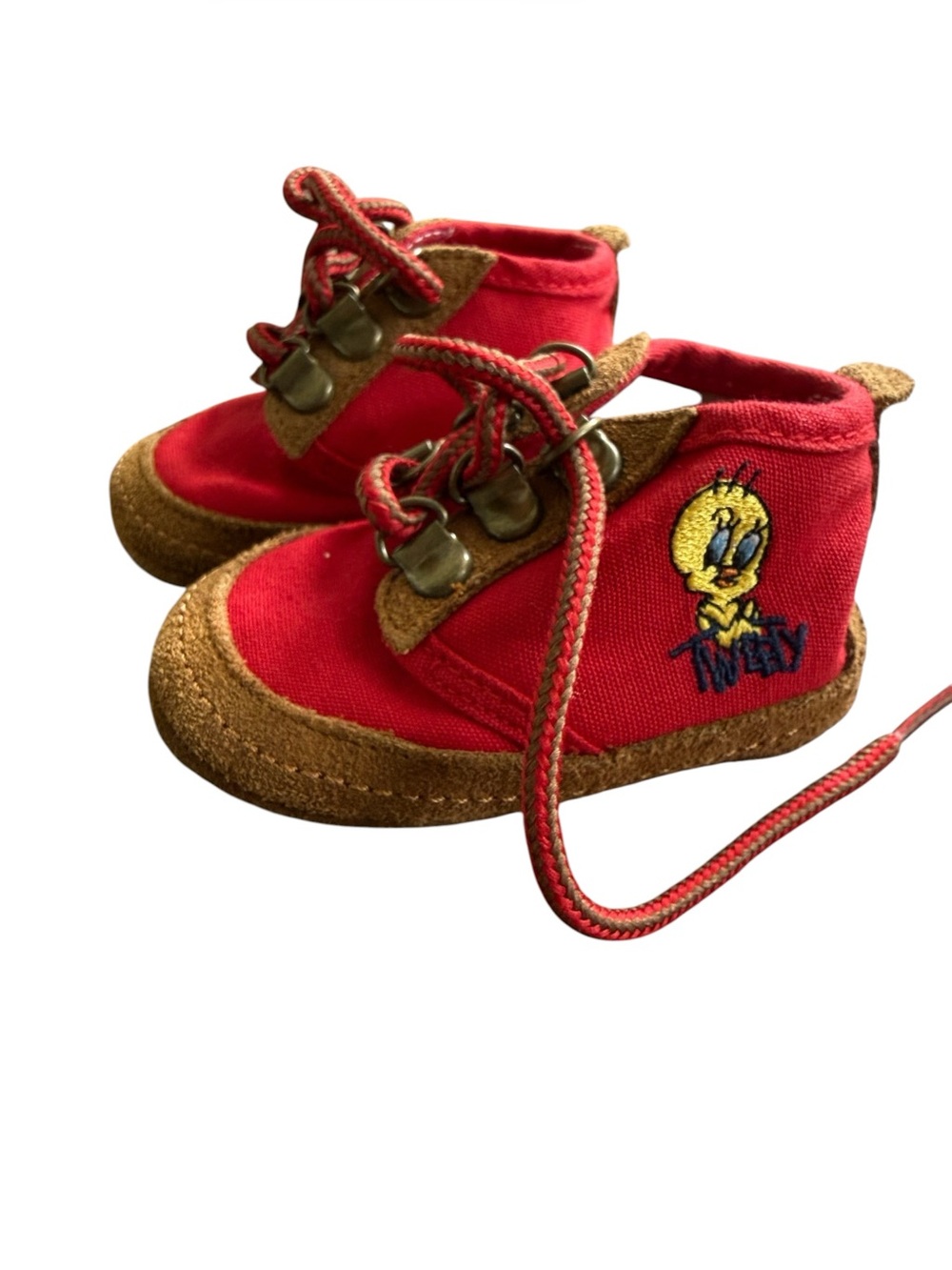Vintage Tweety Red & Brown Baby Lace-Up Shoes